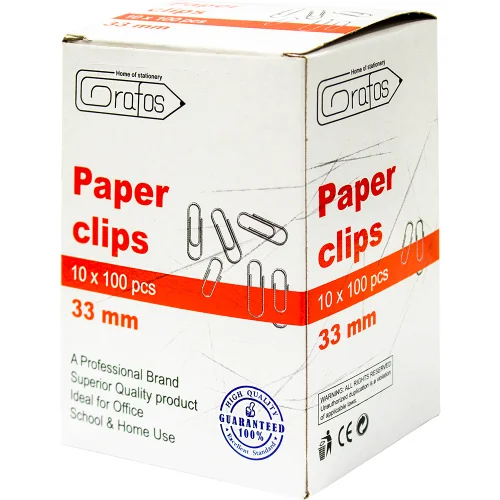 Paper clips Grafos 33mm nickel 100 pcs, 1000000000042400 05 