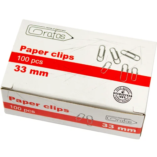 Paper clips Grafos 33mm nickel 100 pcs, 1000000000042400