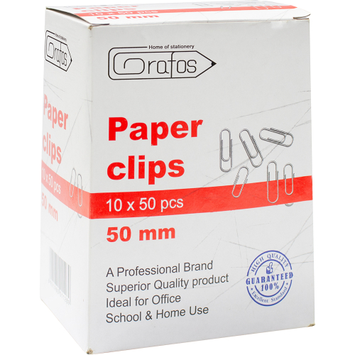Paper clips Grafos 50mm nickel 50 pcs, 1000000000041500 05 