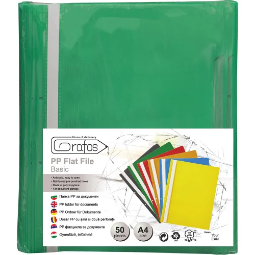 PVC folder perf. Grafos Basic grn 50 pcs, 1000000000043499