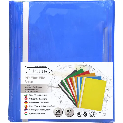 PVC folder perf. Grafos Basic blue 50pcs, 1000000000043500