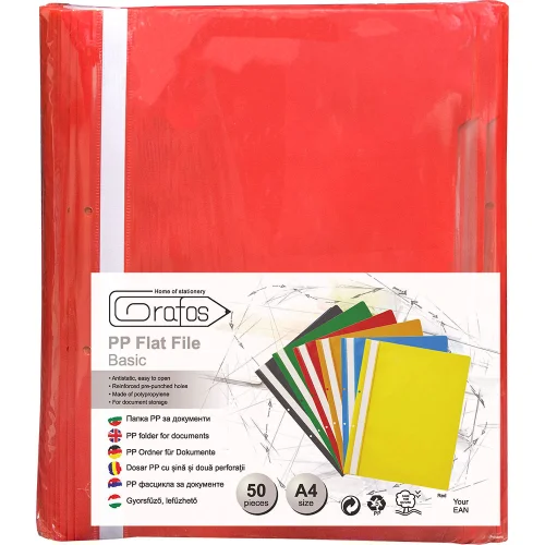 PVC folder perf. Grafos Basic red 50 pcs, 1000000000043498