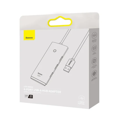 USB хъб Baseus WKQX030101 USB-A Lite series 4в1, черен, 2006932172606206 04 