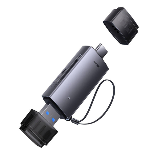 Четец на карти Baseus Lite Series USB-A & Type-C към SD/TF WKQX060113, сив, 2006932172608200 02 