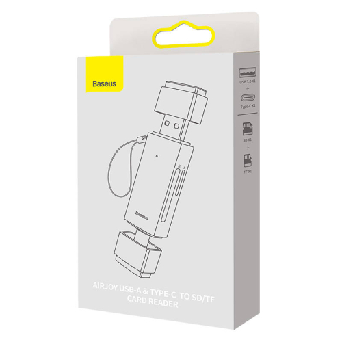 Четец на карти Baseus Lite Series USB-A & Type-C към SD/TF WKQX060113, сив, 2006932172608200 06 