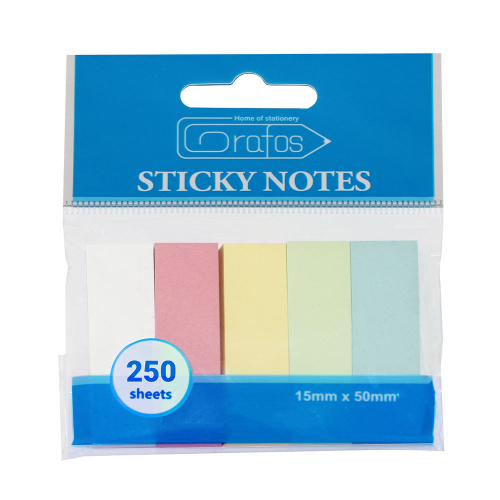 Index notes 15/50 5color pastel 250sheet, 1000000000005381
