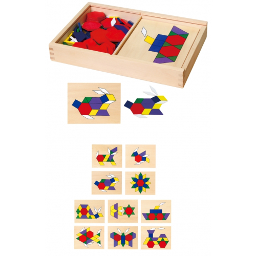 Дървена цветна мозайка Viga Toys Геометрични форми, 3+ години , 2006934510500290 02 