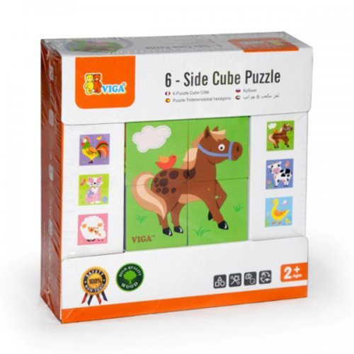 Дървени кубчета Viga toys Животните във фермата, 2+ години, 2006934510508357 02 