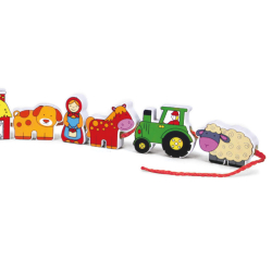 Дървена игра за нанизване Viga Toys Ферма, 2+ години
