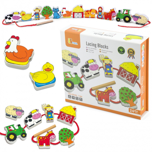 Дървена игра за нанизване Viga Toys Ферма, 2+ години, 2006934510595487 02 
