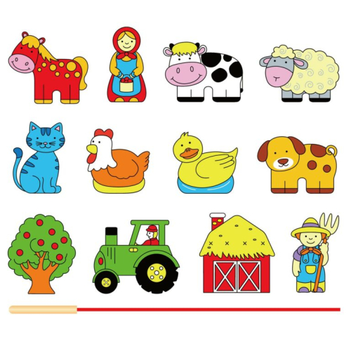 Дървена игра за нанизване Viga Toys Ферма, 2+ години, 2006934510595487 03 