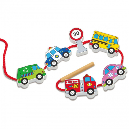 Дървена игра за нанизване Viga Toys Превозни средства, 2+ години, 2006934510598518 02 