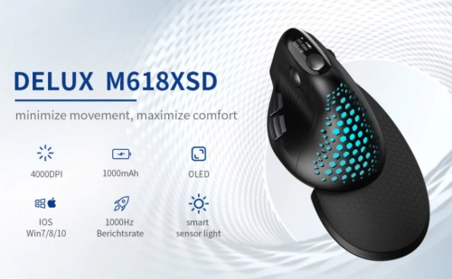 Вертикална безжична мишка Delux M618XSD USB/Bluetooth, 2006938820409854 06 