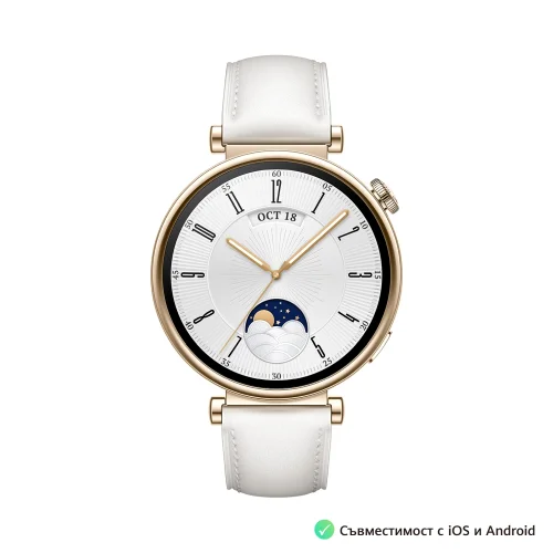 Smart watch Huawei GT4 Aurora-B19L White Leather, 2006942103105067