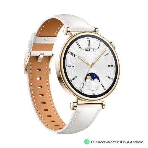 Smart watch Huawei GT4 Aurora-B19L White Leather, 2006942103105067 06 
