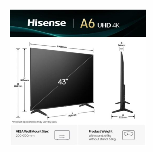 Hisense A6Q Smart TV 43' DLED 4K UHD, 2006942351415628 03 