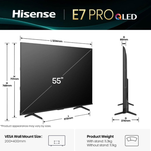 Смарт Телевизор Hisense E7Q 55' QLED 4K, 1000000000053254 02 