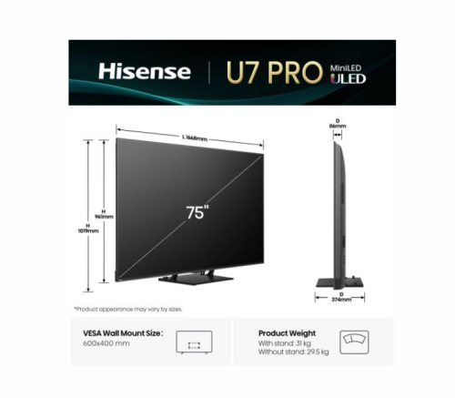 Hisense Smart TV U7Q Pro, 75' ULED 4K UHD, 2006942351417462 03 