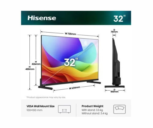 Смарт телевизор Hisense A5S 32' Full HD QLED, 2006942351429441 02 