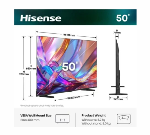 Смарт телевизор Hisense E7S, 50