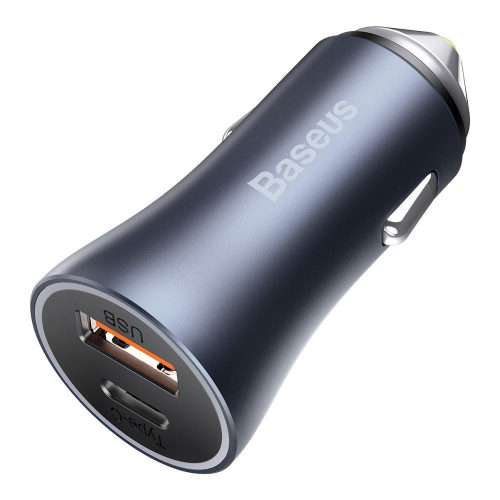Зарядно за кола Baseus Golden Contactor Pro с USB-C и USB-А изхода, тъмносив, 2006953156201934 03  — OK Office Зарядно за кола Baseus Golden Contactor Pro с USB-C и USB-А изхода, тъмносив, 2006953156201934 03