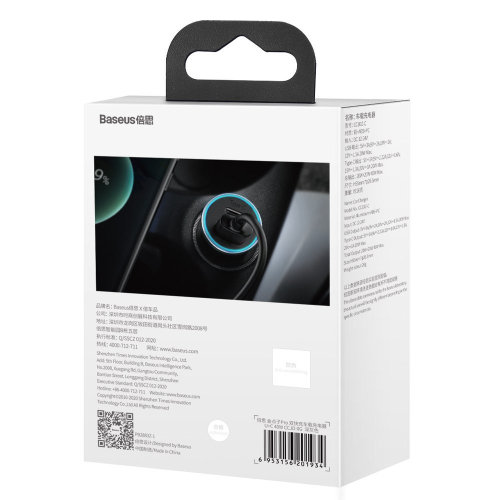 Зарядно за кола Baseus Golden Contactor Pro с USB-C и USB-А изхода, тъмносив, 2006953156201934 06  — OK Office Зарядно за кола Baseus Golden Contactor Pro с USB-C и USB-А изхода, тъмносив, 2006953156201934 06