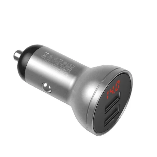 Baseus CCBX-0S car charger with 2xUSB-A output and display - silver, 2006953156215382 02 