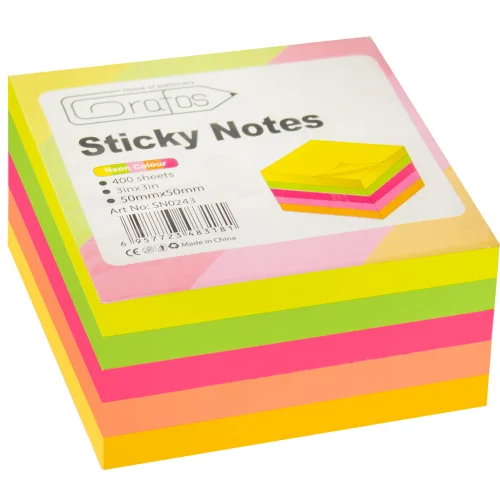 Sticky notes 50/50 mix neon 250 sheets, 1000000000026621