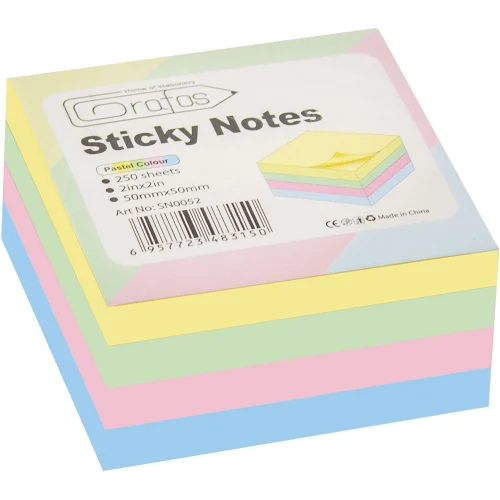 Stick notes  50/50 pastel 250 sheets, 1000000000012116