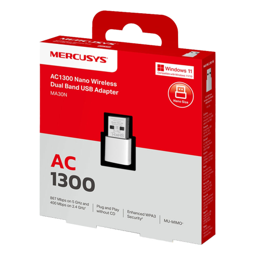 Безжичен мрежов адаптер Mercusys AC1300, 1000000000047667 02  — OK Office Безжичен мрежов адаптер Mercusys AC1300, 1000000000047667 02
