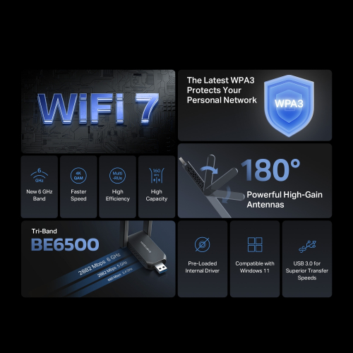 Безжичен USB адаптер Mercusys MA37BEH BE6500 Wi-Fi 7, 2006957939003524 05 