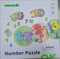 Детски пъзел Tooky Toy Животни и цифри, 2+ години
