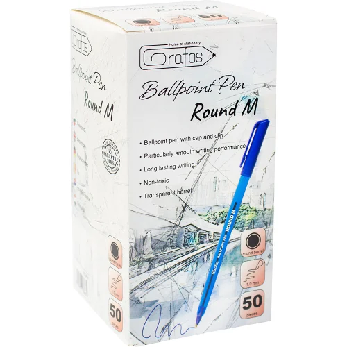 Химикалка Grafos Round 1.0 мм синя, 1000000000040369 05 