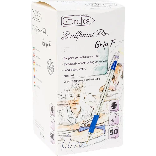 Ballpoint pen Grafos Grip blue, 1000000000040367 06 