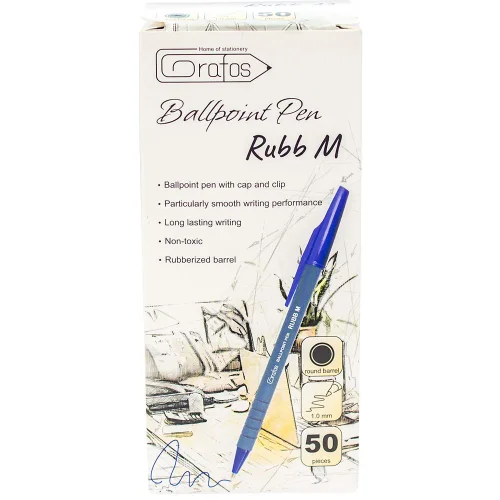 Химикалка Grafos Rubb 1.0 мм син, 1000000000040366 03 