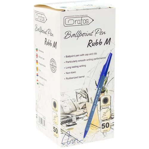 Ballpoint pen Grafos Rubb 1.0 mm blue, 1000000000040366 05 