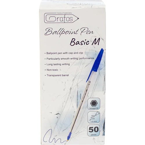 Химикалка Grafos Basic 1.0 мм синя, 1000000000040365 04 