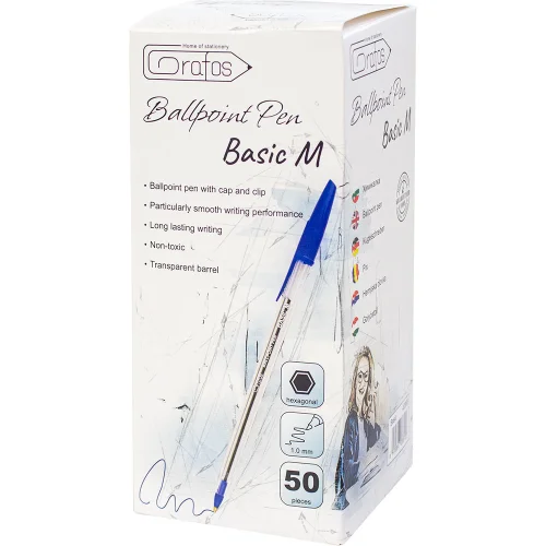 Химикалка Grafos Basic 1.0 мм синя, 1000000000040365 05 