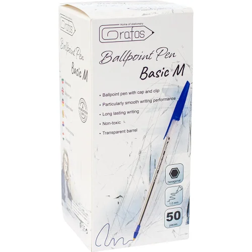 Химикалка Grafos Basic 1.0 мм синя, 1000000000040365 06 
