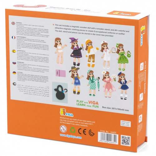Магнитна детска игра Viga toys Облечи момичето 3+ години, 2006971608446351 02 