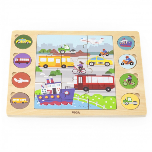 Дървен пъзел Viga toys Превозни средства 18+ месеца , 2006971608447426 04 