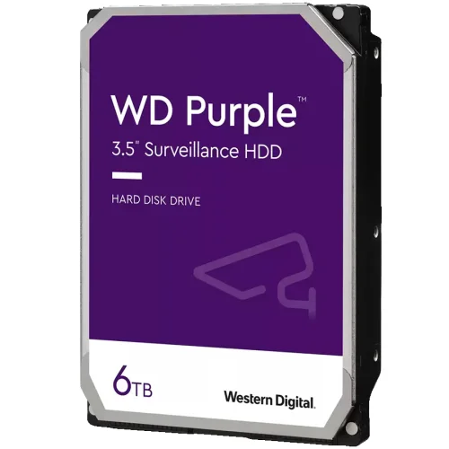 HDD Video Surveillance WD Purple 6TB CMR, 3.5'', 256MB, SATA 6Gbps, TBW: 180, 2000718037898339