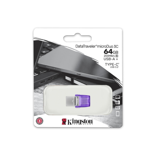 Памет USB/USB-C 64GB Kingston DataTraveler microDuo 3C лилав, 2000740617328219 04 