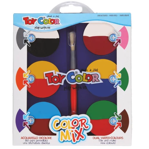 Бои акварелни Toycolor Mix ф57 6+6 цвята, 1000000000017202