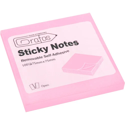 Sticky notes 75/75 pink pastel 100sheets, 1000000000000824