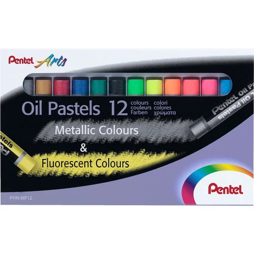 Oil pastels Pentel fluorine+metal 12 col, 1000000000041619