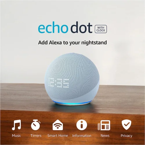Преносима смарт тонколона Amazon Echo Dot 5 (5th Gen), Alexa, Часовник, Синя, 2000840080557885 03 