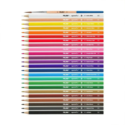 Цветни моливи Milan акв. 24 цв. и четка, 1000000000025093 02 