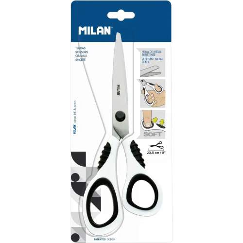 Ножица Milan 20.5 см бяла гумени дръжки, 1000000000052541 02 