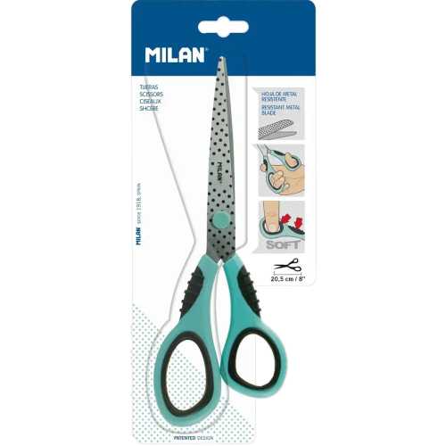 Ножица Milan Dots 20.5см бяла гум.дръжки, 1000000000052540 02 